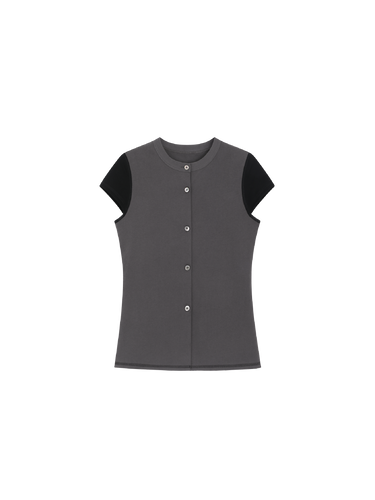 Washed cotton slim fit panel top