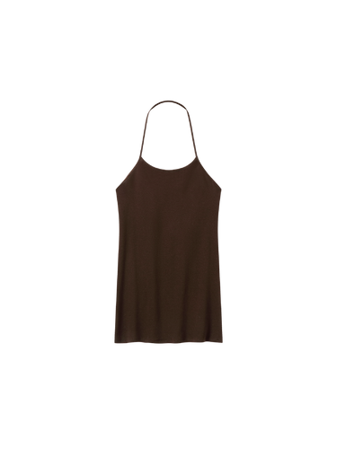 Minimalist linen blend knit halter top