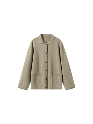 Pure 18.5μm lambswool patch-pocket cardigan