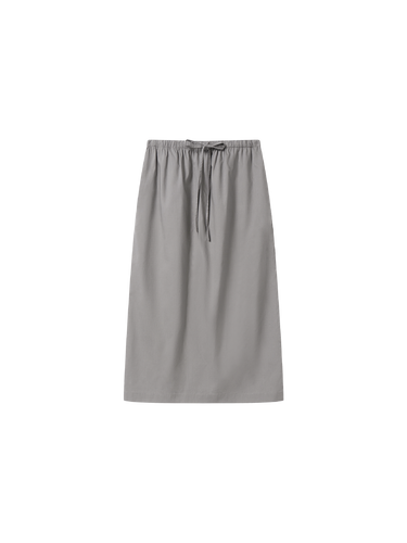 Tencel-cotton drawstring midi skirt