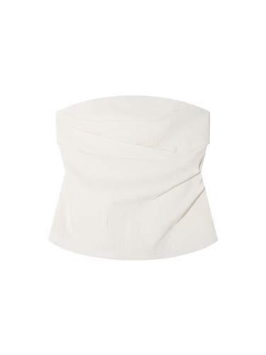 Linen blend asymmetrical foldover tube set top