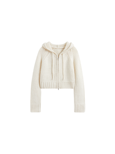 Chunky wool hooded cardigan