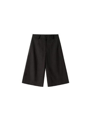Cotton-linen utility Bermuda shorts