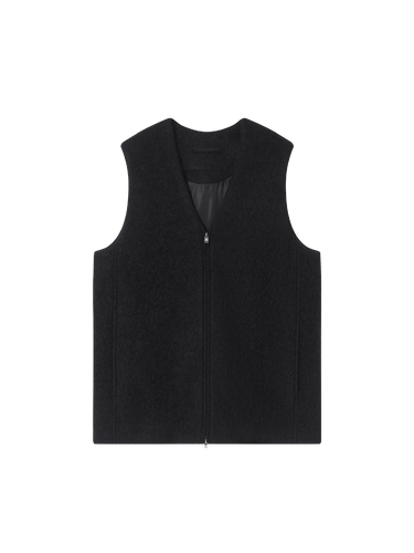 Peruvian alpaca wool blend oversized v-neck vest jacket