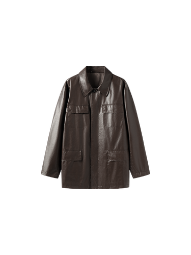 Genderless oversized waxed jacket