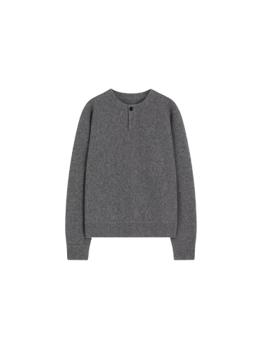 Baseball collar merino wool pullover