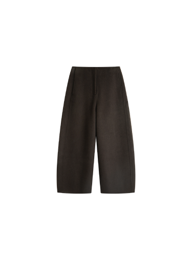 Double-face wool curved-leg trousers