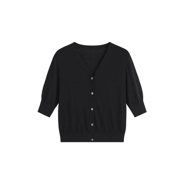 Silk-wool V-neck cardigan