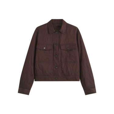 Metallic crinkle padded jacket