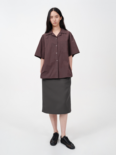 Cuban collar neutral mid-sleeve shirt