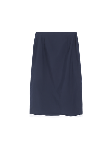 Petal-neck tank & contrast-hem midi skirt set