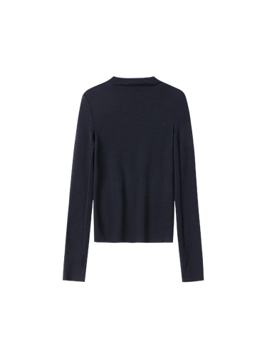 Fine merino half-mock top with thumbholes