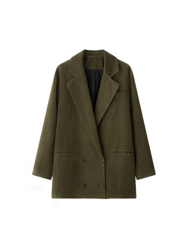 Corduroy tailored suit blazer/high-waisted flare trousers set