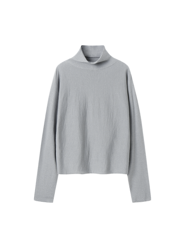 Seamless silk wool turtleneck knit top