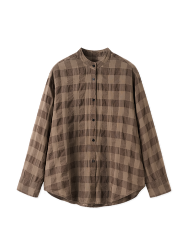 Linen textured check shirt