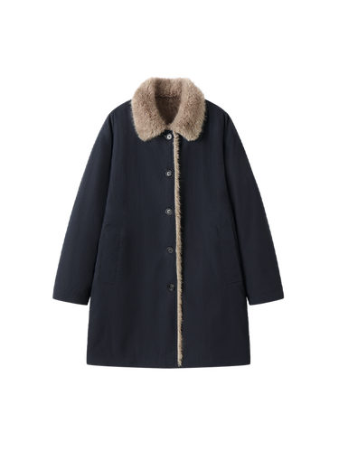 Lined crinkled parka coat