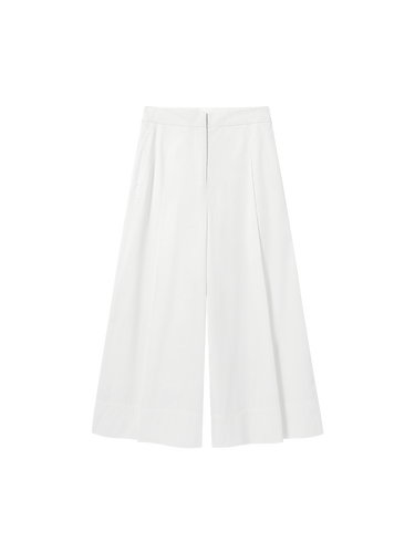 Structured cotton pleated wide-leg pants