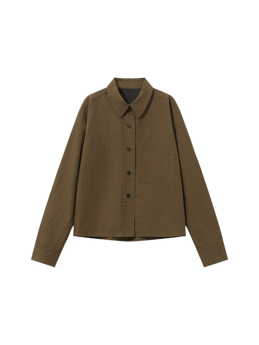 Yarn-dyed plaid cropped shirt