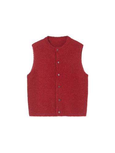 Chunky festive alpaca blend brushed sleeveless cardigan