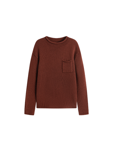 Rolled-edge chunky wool sweater