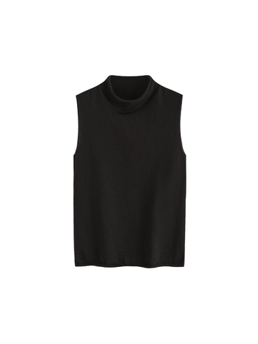 Rolled mock-neck vest & scarf set