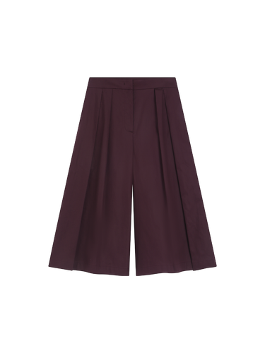 Pleated Wide-Leg Cropped Pants