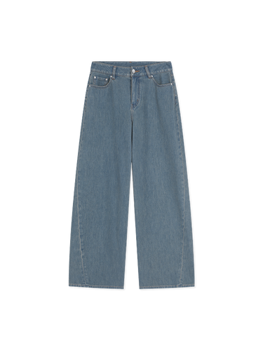 Stretch curved denim pants